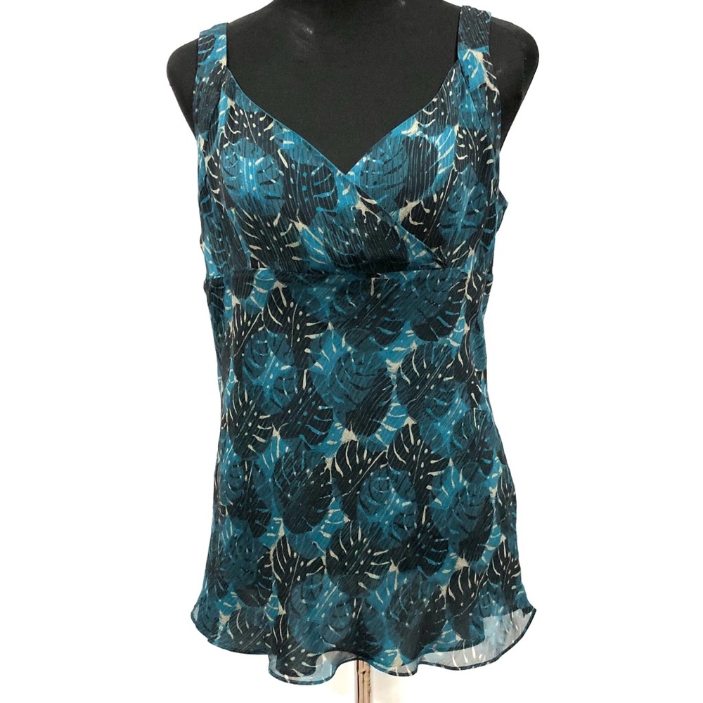 Alfani Blue and Black Floral Sleeveless Top & Skirt
